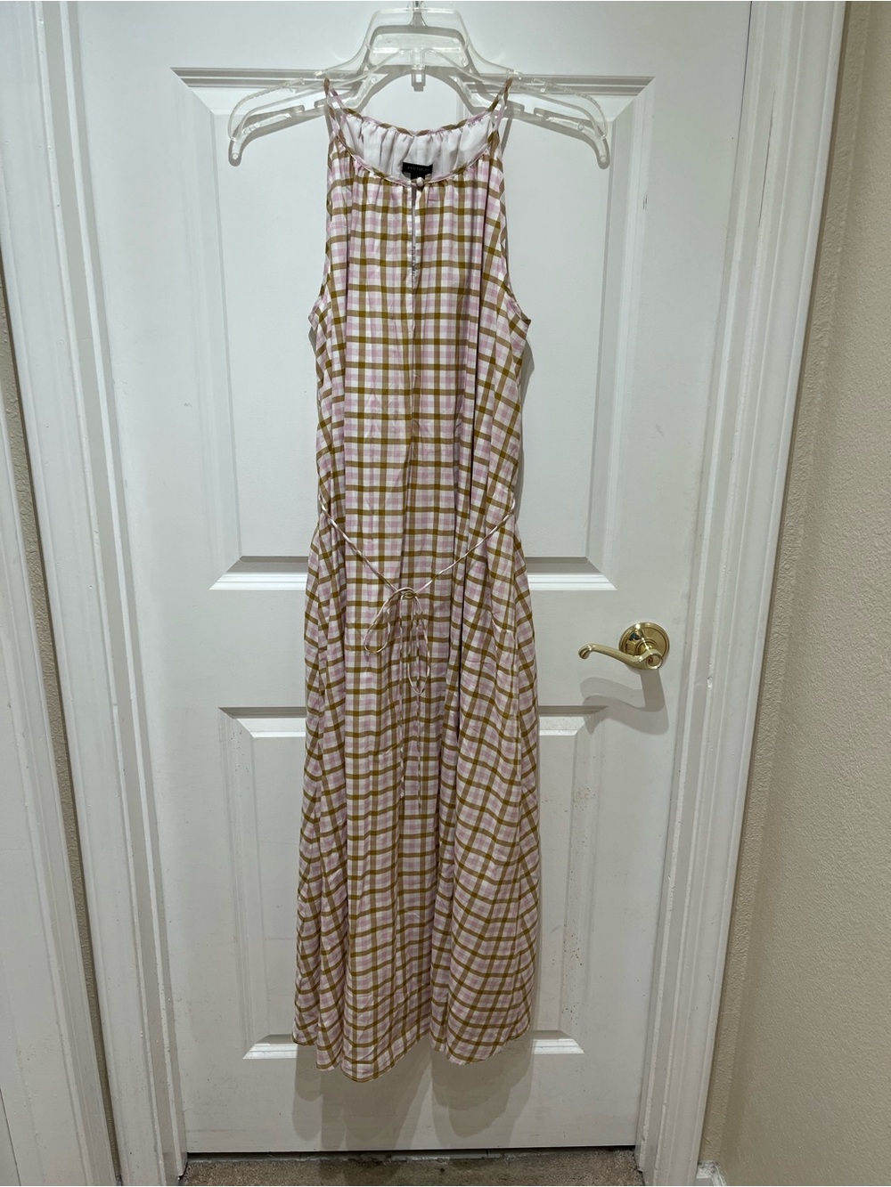 NWT Ann Taylor Pink and Tan Gingham Halter Dress Size Small - Picture 4 of 10